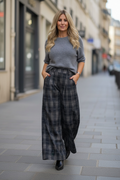 Pantalon Nikita carreaux bleu/gris